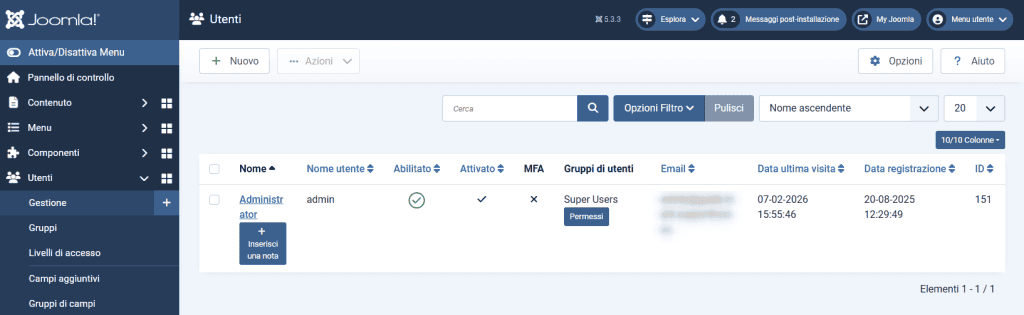 Joomla Administrator Superuser