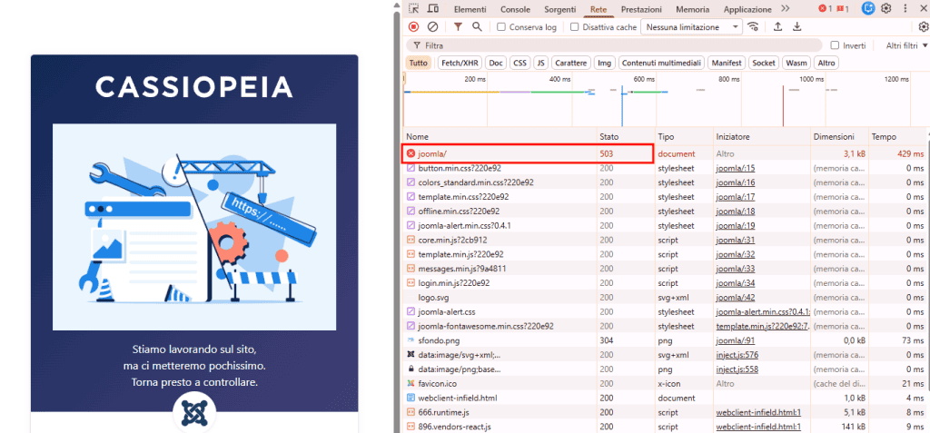 Joomla Manutenzione Codice Stato 503