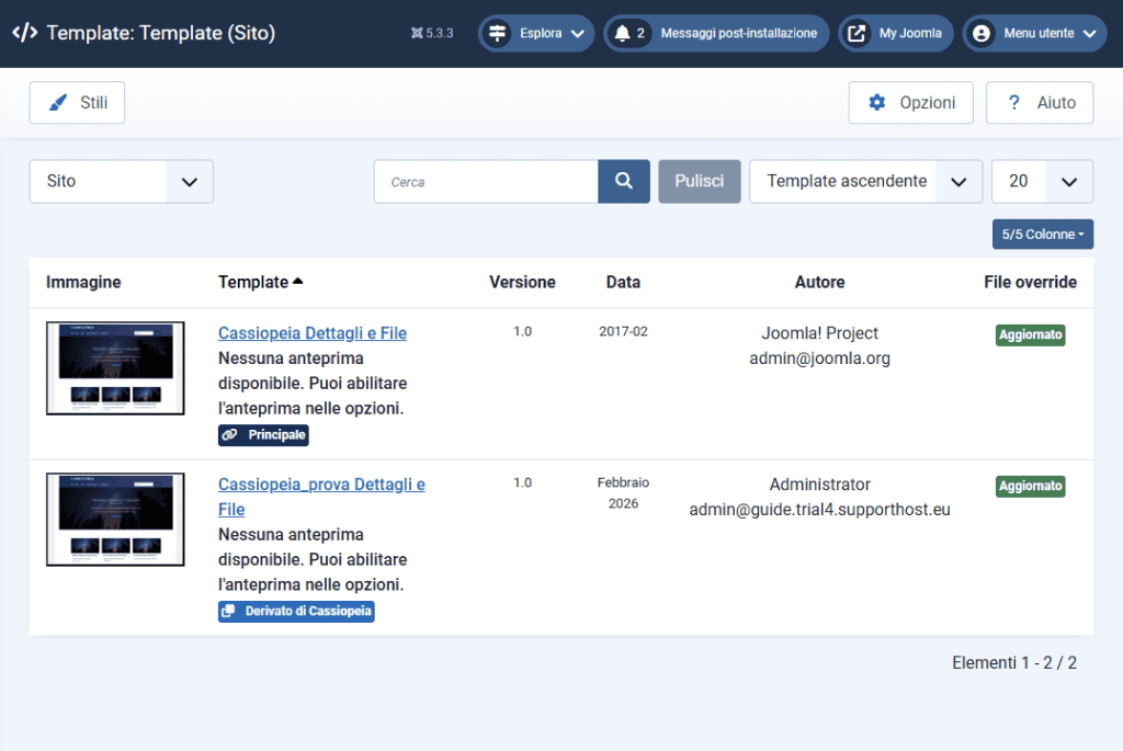 Joomla Template Sito Derivato