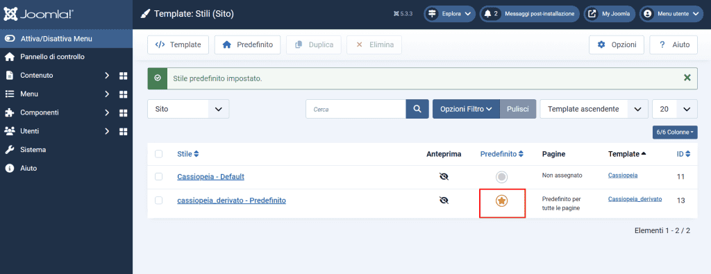 Joomla Template Sito Predefinito