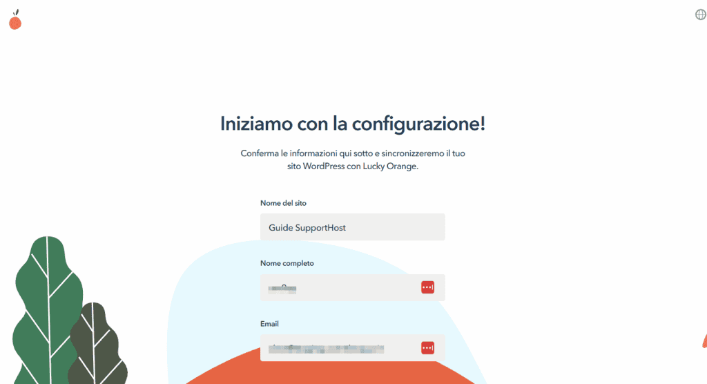 Lucky Orange Configurazione Guidata