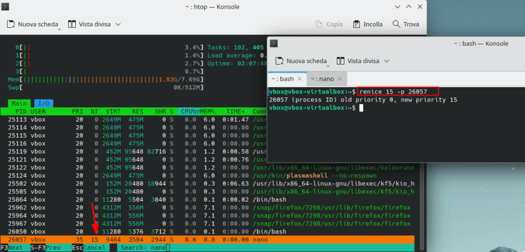 Modificare Priorita Comando Renice
