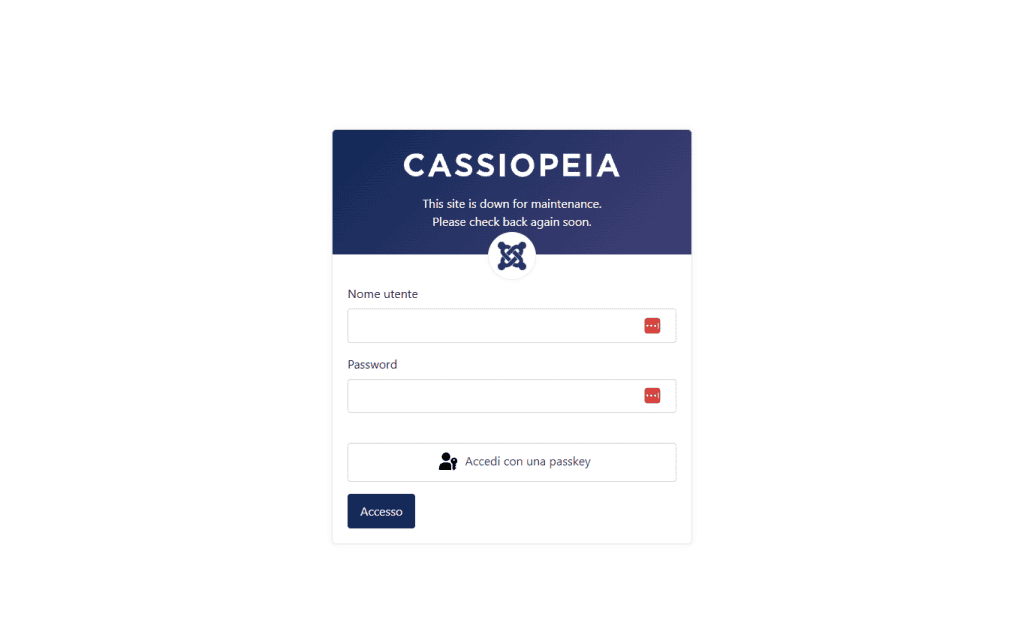 Pagina Manutenzione Joomla Messaggio Predefinito