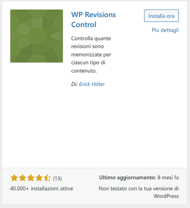 Plugin Wp Revisions Control