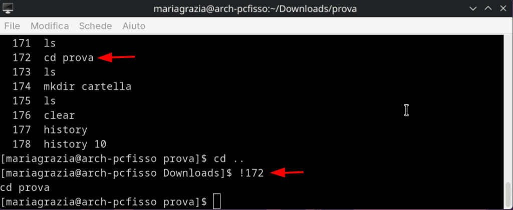 Ripetere Comando Cronologia Linux