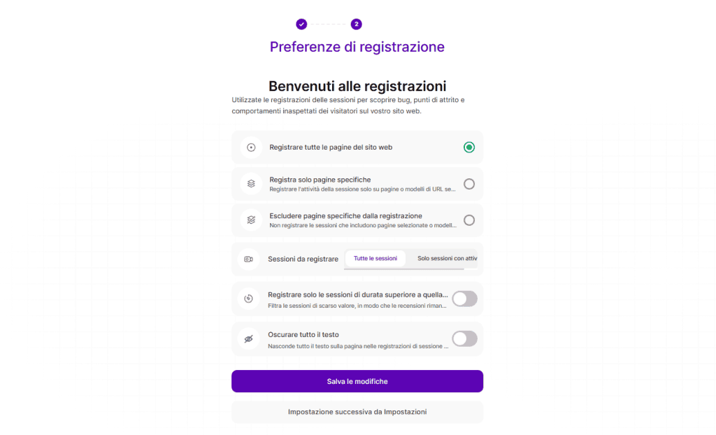 Twipla Impostazioni Dashboard