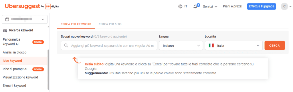 Ubersuggest Idee Keyword
