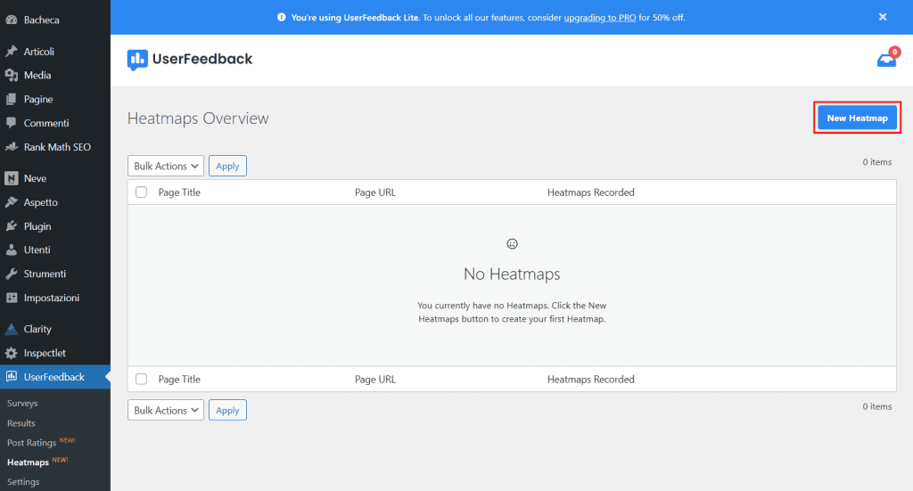 Userfeedback Configurare Heatmap