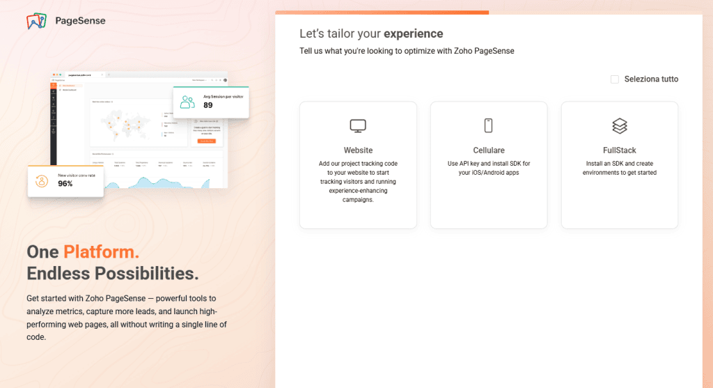 Zoho Pagesense Piattaforma