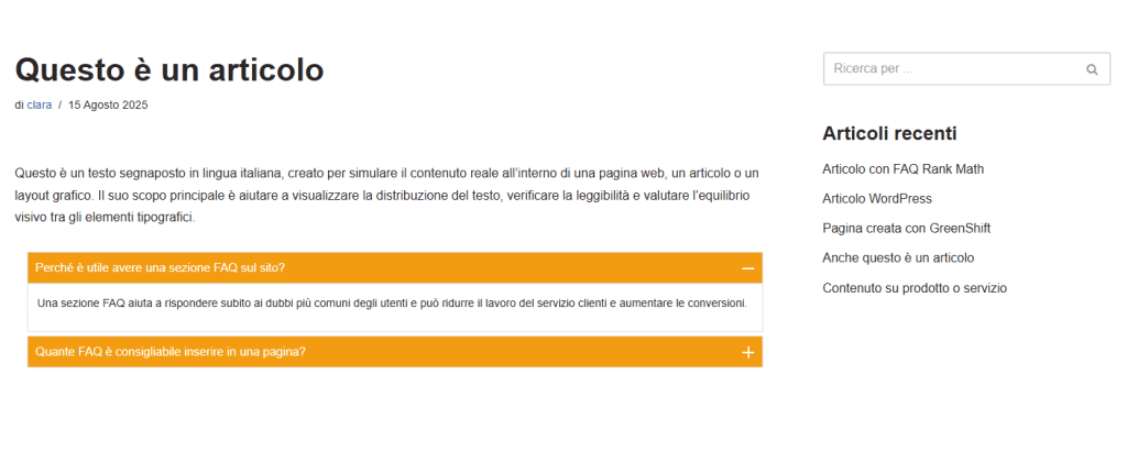 Accordions Faq Articolo
