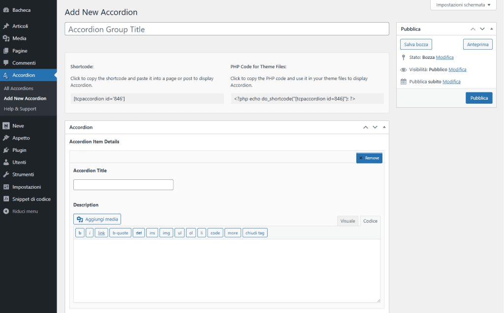 Accordions Plugin Faq Editor