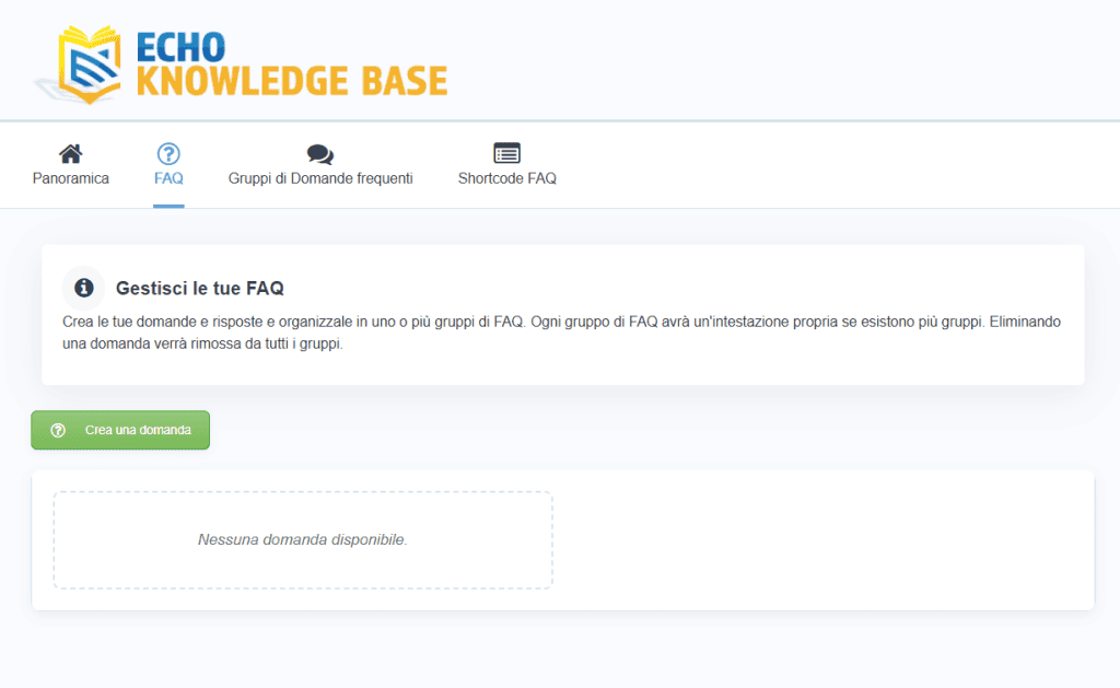 Echo Knowledge Base Creazione Faq