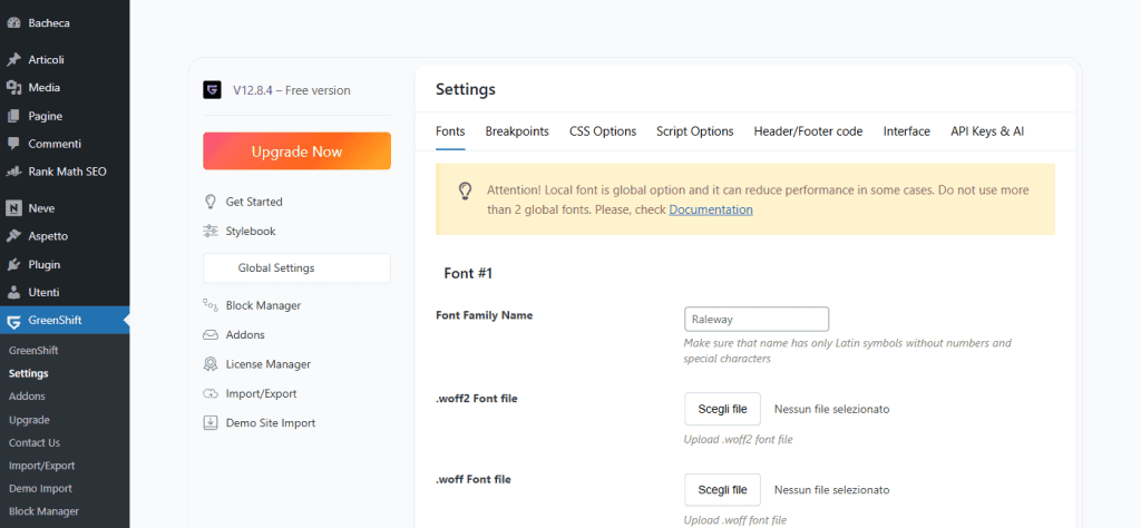 Greenshift Global Settings