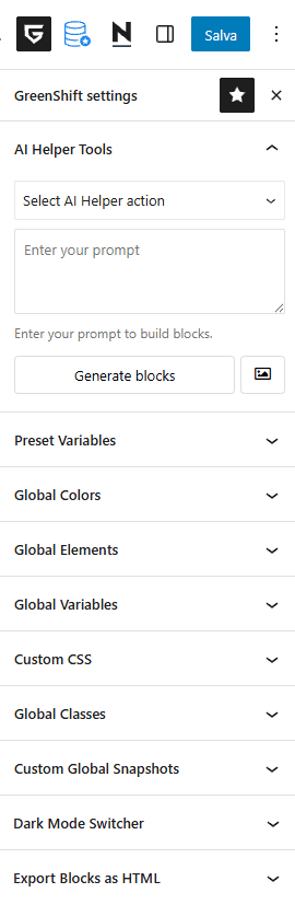 Greenshift Gutenberg Stylebook