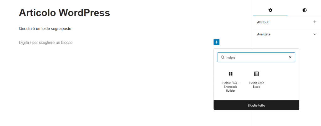Helpie Faq Blocchi Gutenberg