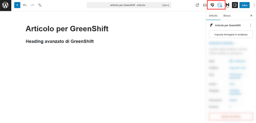 Impostazioni Generali Greenshift Gutenberg