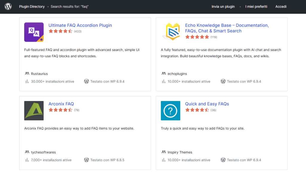 Migliori Plugin WordPress Faq