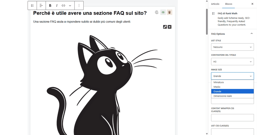 Rank Math Faq Personalizzazione