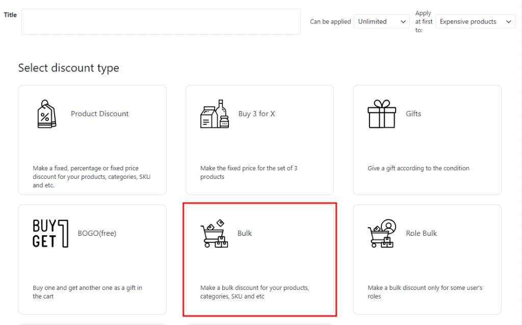 Sconti Bulk Advanced Dynamic Pricing