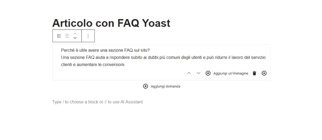 Yoast Inserimento Faq