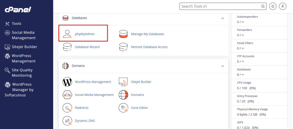 Accedere Database Phpmyadmin