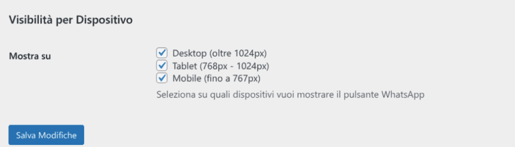 Customizable Simple Click2chat Button Visibilita Dispositivo