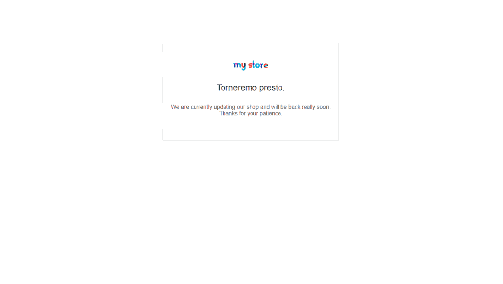 Modalita Manutenzione Prestashop Predefinita