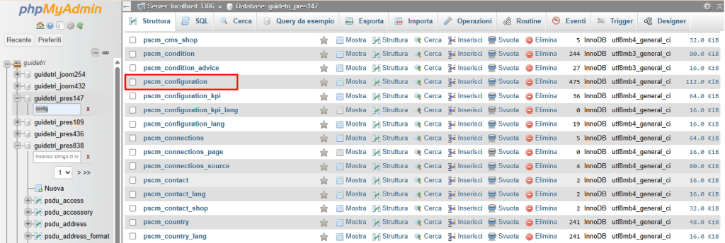 Prestashop Database File Configuration