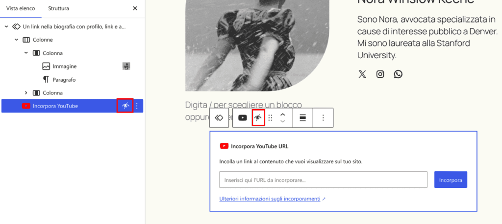 Blocchi Nascosti Icona WordPress 7