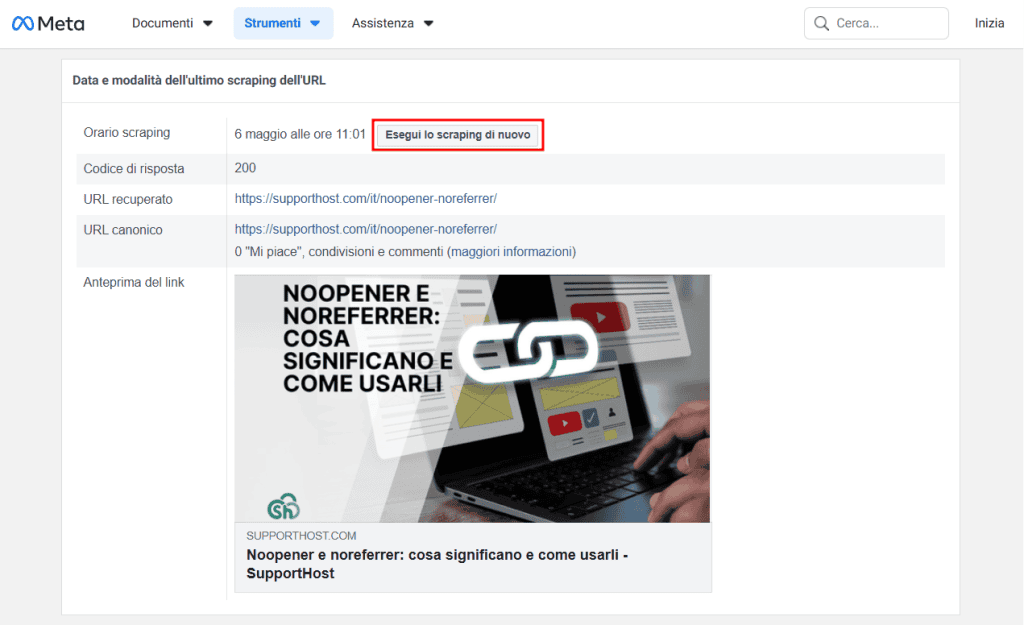 Esegui Lo Scraping Di Nuovo Meta