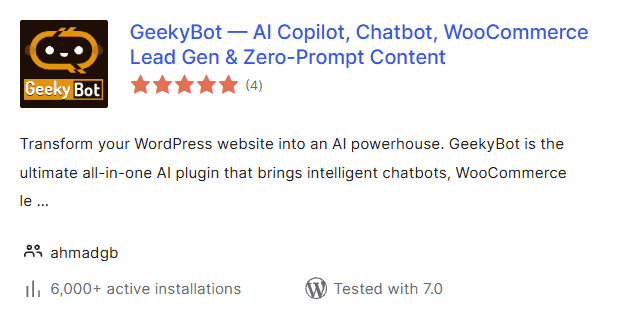 Geekybot WordPress Chatbot Plugin