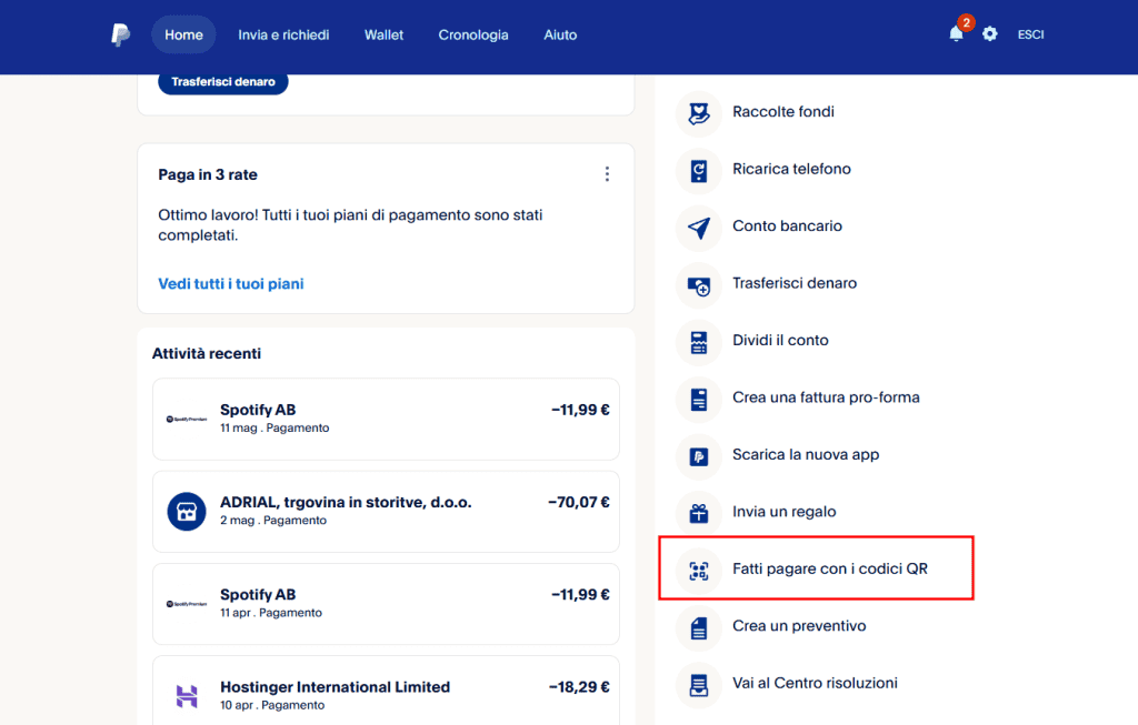 Paypal Codici Qr