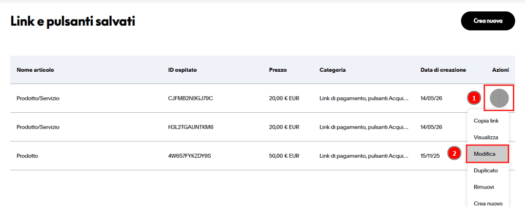 Pulsanti Paypal Modifica