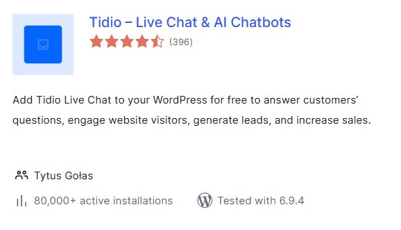 Tidio Plugin WordPress