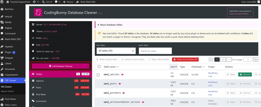 Full Cleanup Codingbunny Database Cleaner