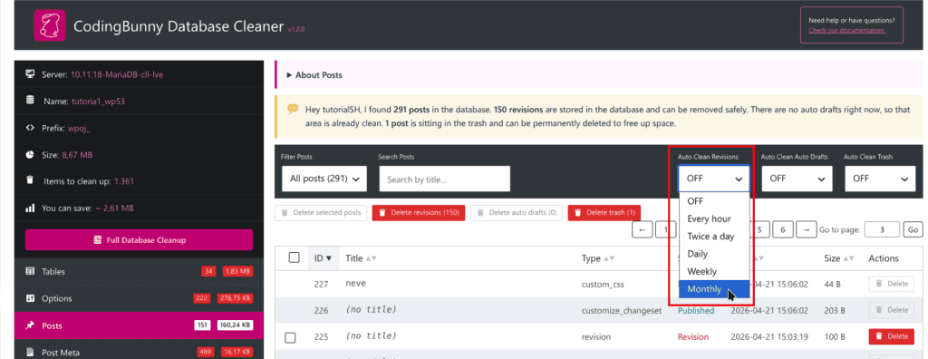Pulizia Automatica Database Codingbunny Database Cleaner