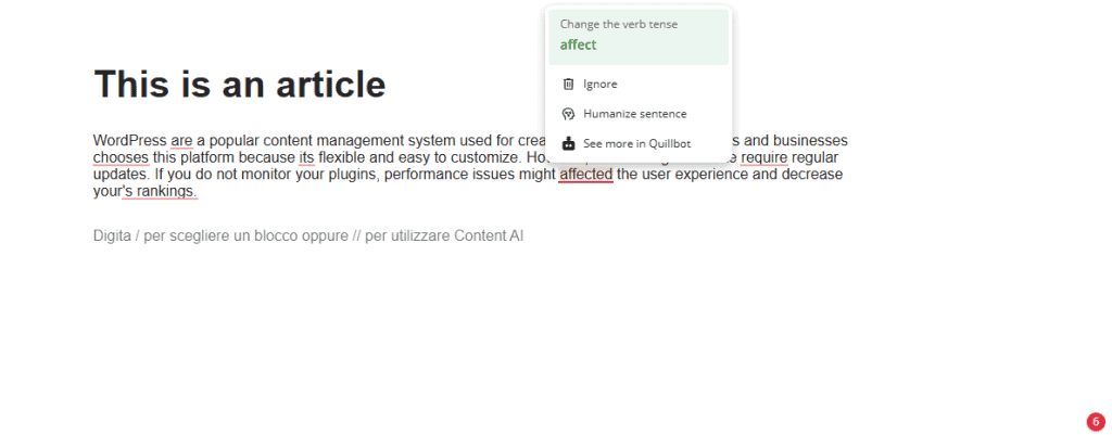 Quillbot Integrazione WordPress