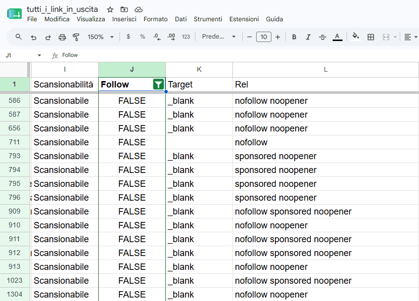 Screaming Frog File Link Esterni