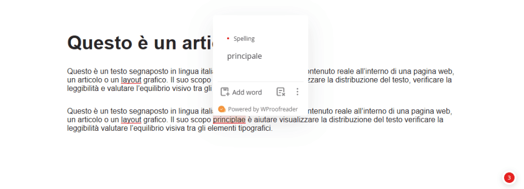 Wproofreader WordPress Errori