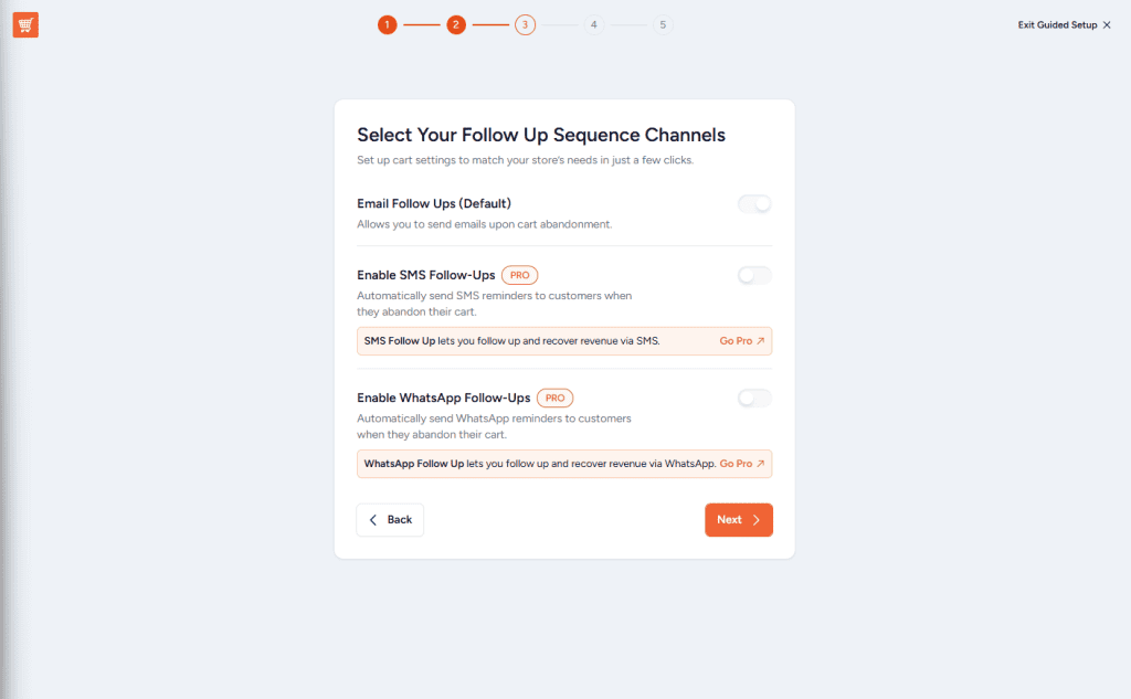 Configurazione Canali Follow Up Cart Abandonment Recovery For Woocommerce