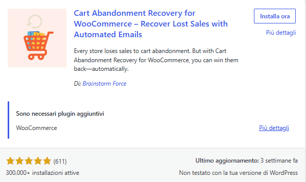 Installare Cart Abandonment Recovery For Woocommerce
