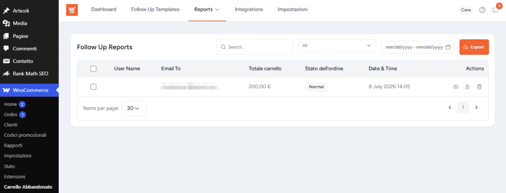 Report Follow Up Cart Abandonment Recovery