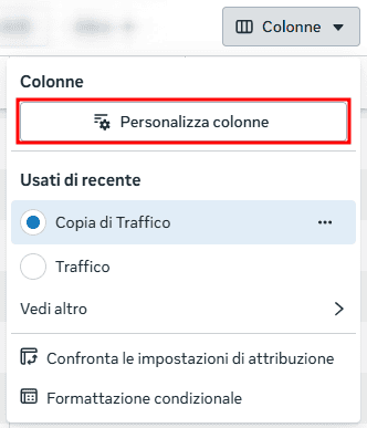Colonne Ctr Meta Gestore Inserzioni