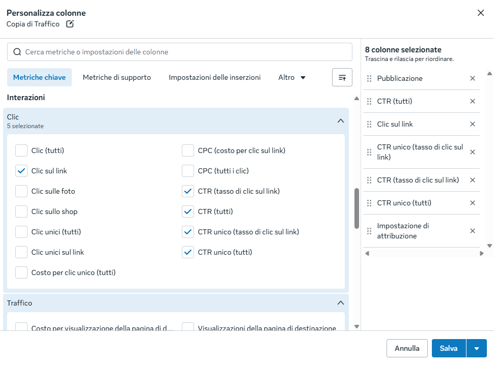 Interazioni Ctr Meta Ads Manager