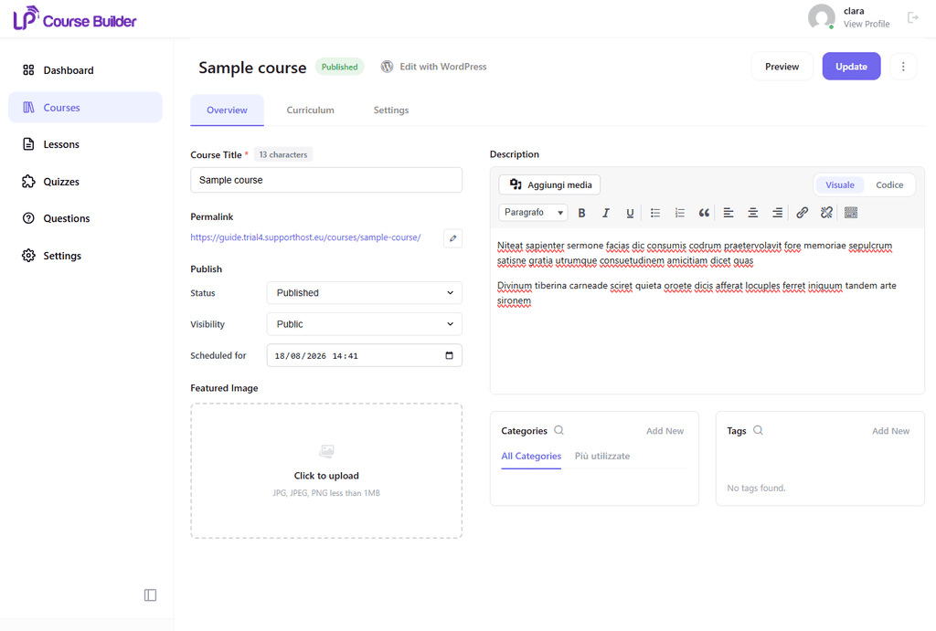 Learnpress Builder Corso