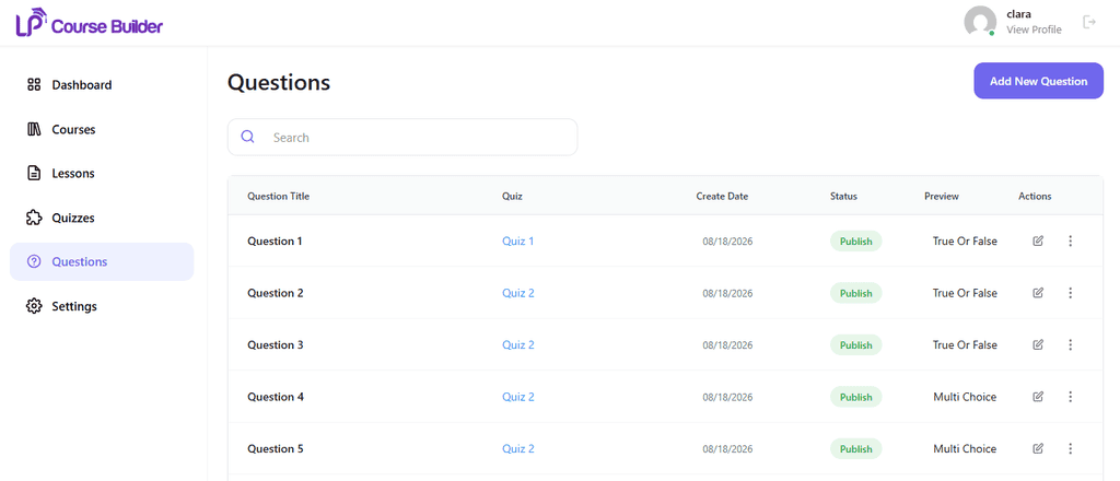 Learnpress Builder Domande