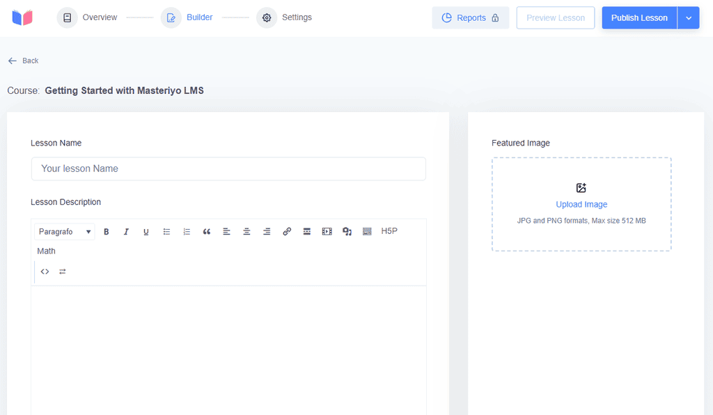 Masteriyo Lms Builder Lezione
