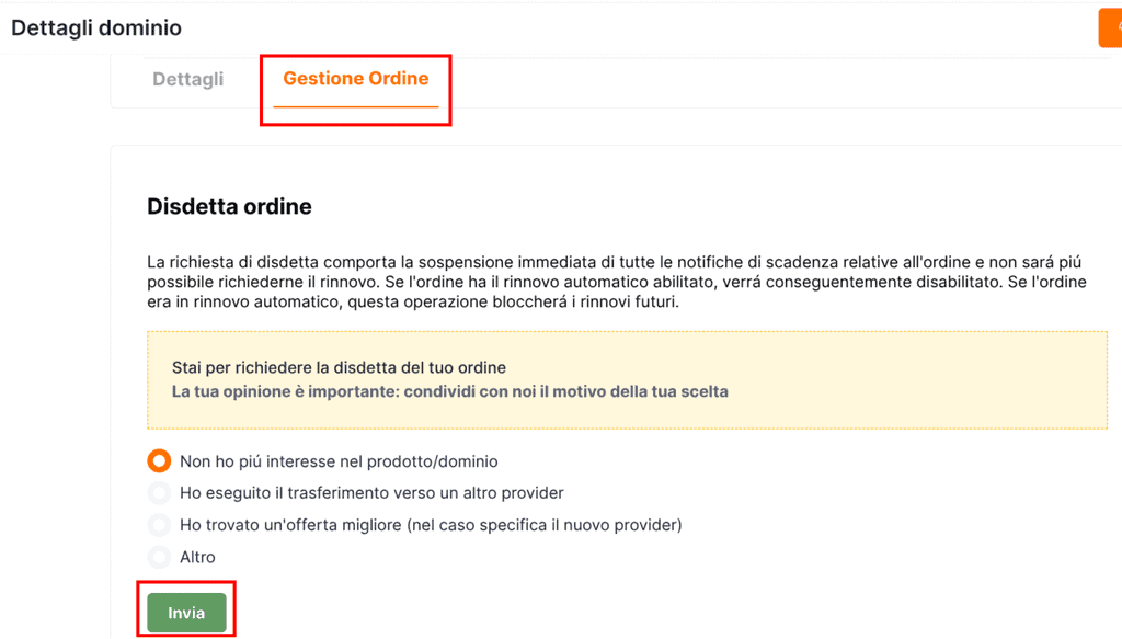 Richiedere Disdetta Piano Hosting Serverplan