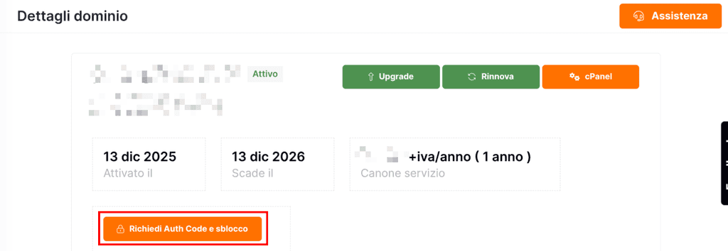 Richiedi Auth Code Serverplan
