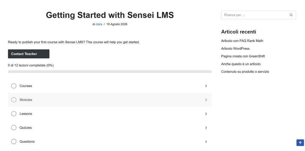 Sensei Lms Pagina Corso Demo